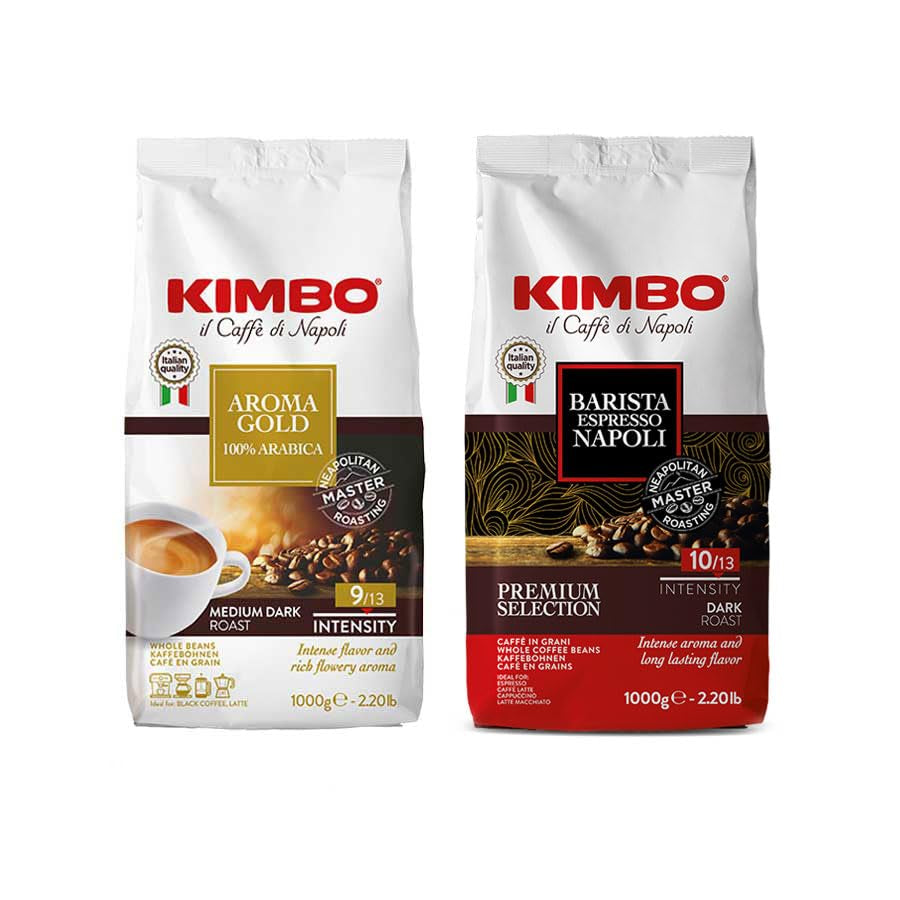 Set boabe de cafea: Aroma Gold 100% Arabica și Espresso Napoli 1 kg x 2