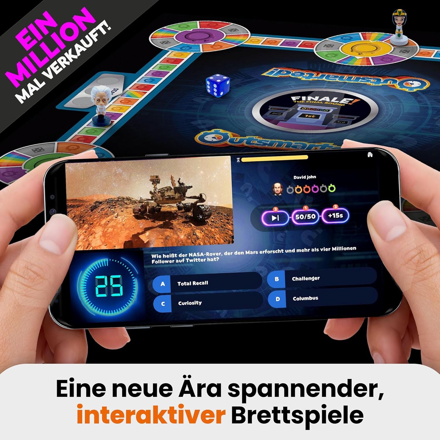 Outsmarted – Digital Quiz Board Game | Children, adolescents and adults | Next Generation Gaming Night for Family and Friends | 2–24 players | Ages 8+ | Over 10,000 questions