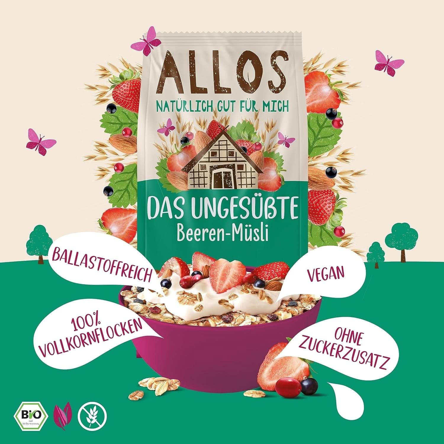 Allos, unsweetened berry muesli, package 5 x 500 grams Cereals Naty Shop
