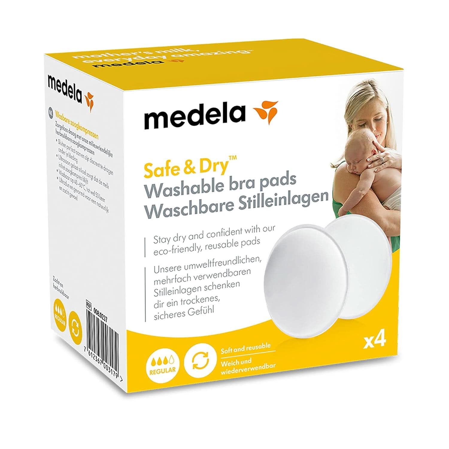 Medela Waschbare Stilleinlagen, 4 Stück Accessories Food and Breastfeeding Bebe Naty Shop