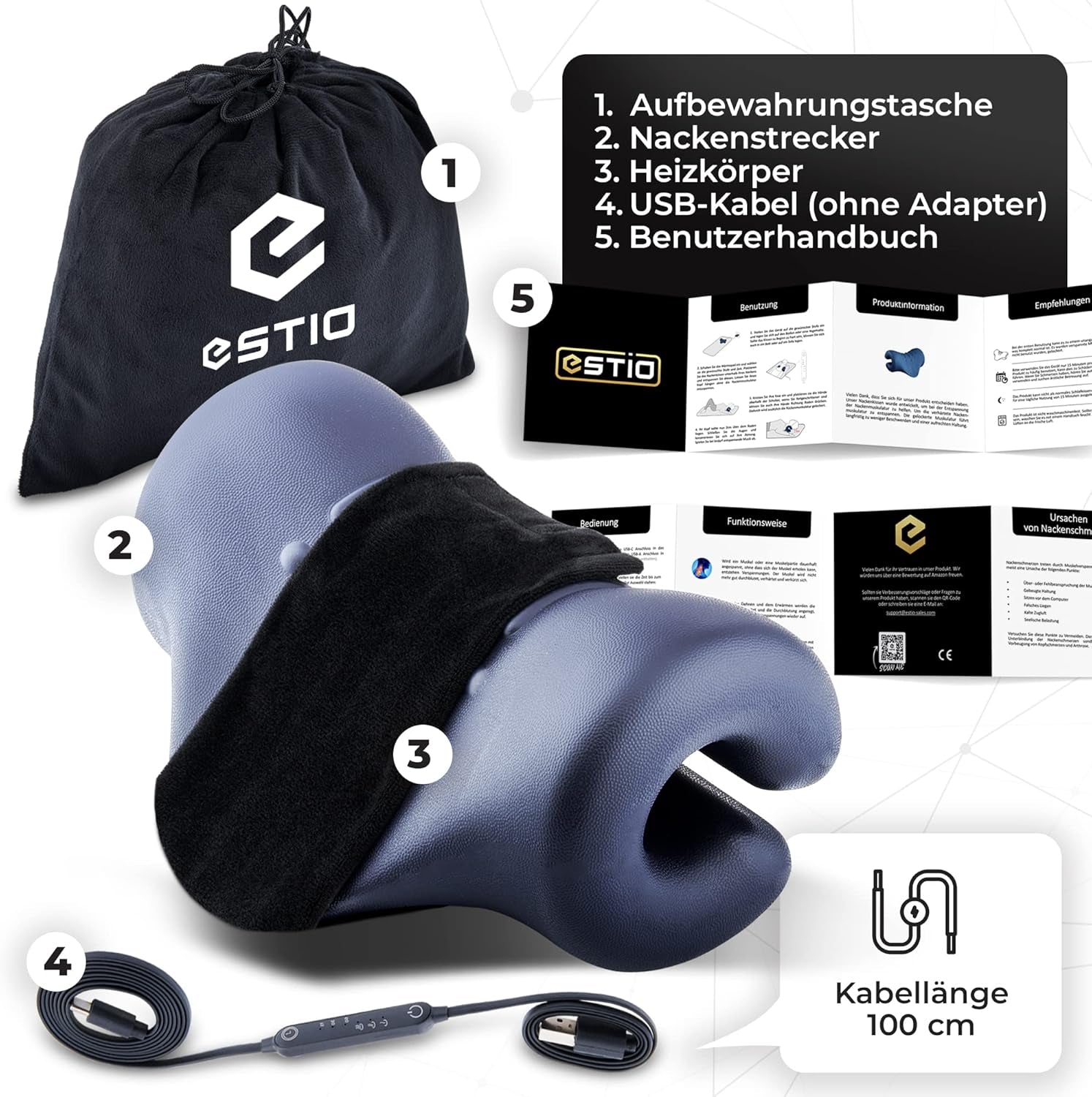 Întinzător de gât cu căldură, Întinzător de gât pentru dureri de gât, Întinzător de gât împotriva durerilor de cap, Gât înnorat pentru întinderea gâtului, Ortopedie Perne ortopedice cervicale Naty Shop