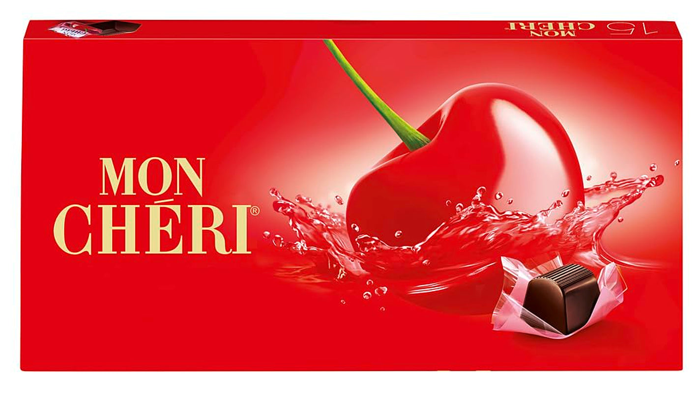 Ferrero Mon Chéri - Crunchy Chocolate, Fruity Liqueur and an Aromatic Cherry - Valentine's Day Chocolate Gift for Him and Her - 1 Pack of 15 Individual Chocolates