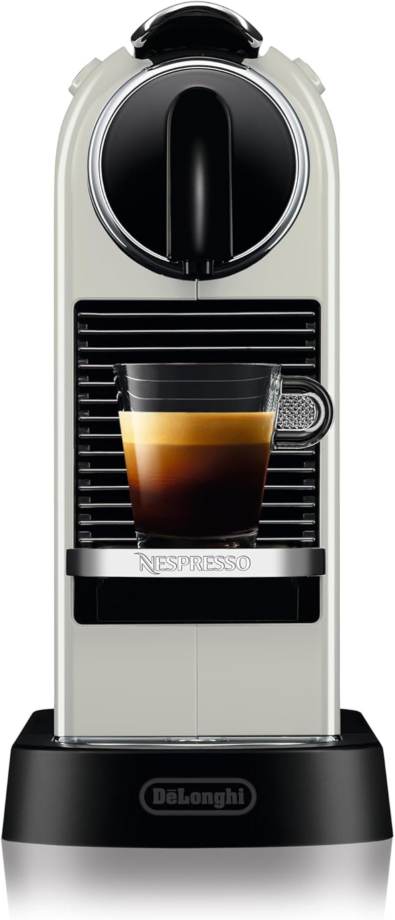 Espressor cu capsule Nespresso EN167.W Citiz, pompă de înaltă presiune și control ideal al temperaturii, fără Aeroccino (spumator de lapte), funcție de economisire a energiei, 1260 W, alb-crem, 37,4 x 11,9 x 25,5 cm