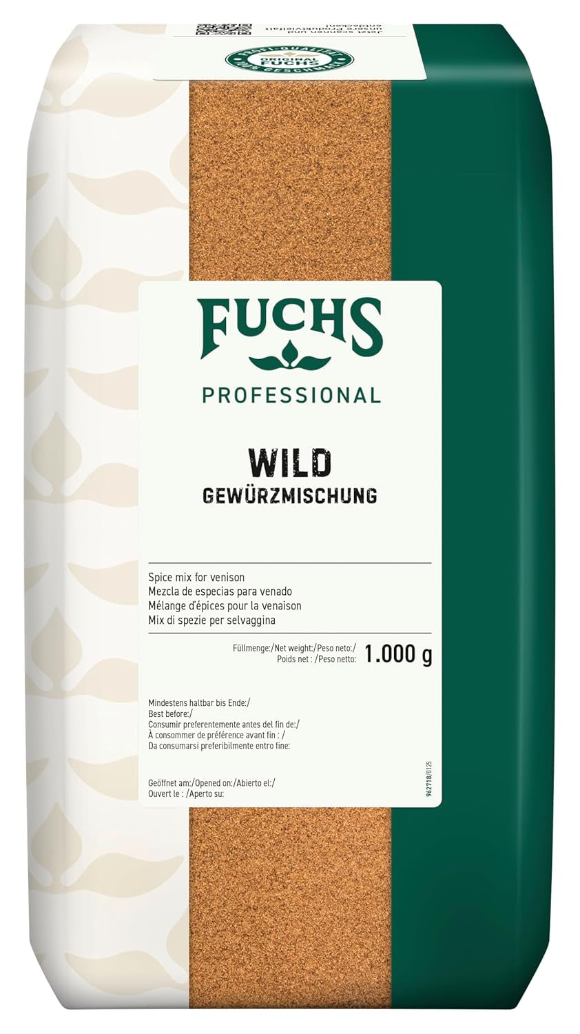 Fuchs Professional - Wildgewürz | Zum Würzen von allerre Wildgerichten und dunklen Saucen | Profi-Qualität für Großverbraucher und Gastronomie | 1 kg im recyclable bag