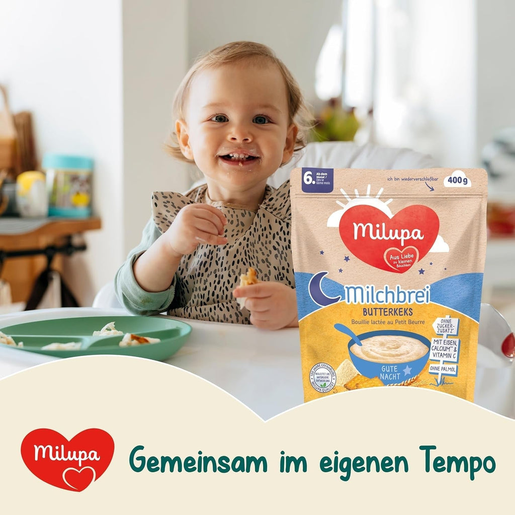 Milupa Milk Porridge Butter Biscuit - Terci pentru copii fără ulei de palmier Mama si Copilul Naty Shop