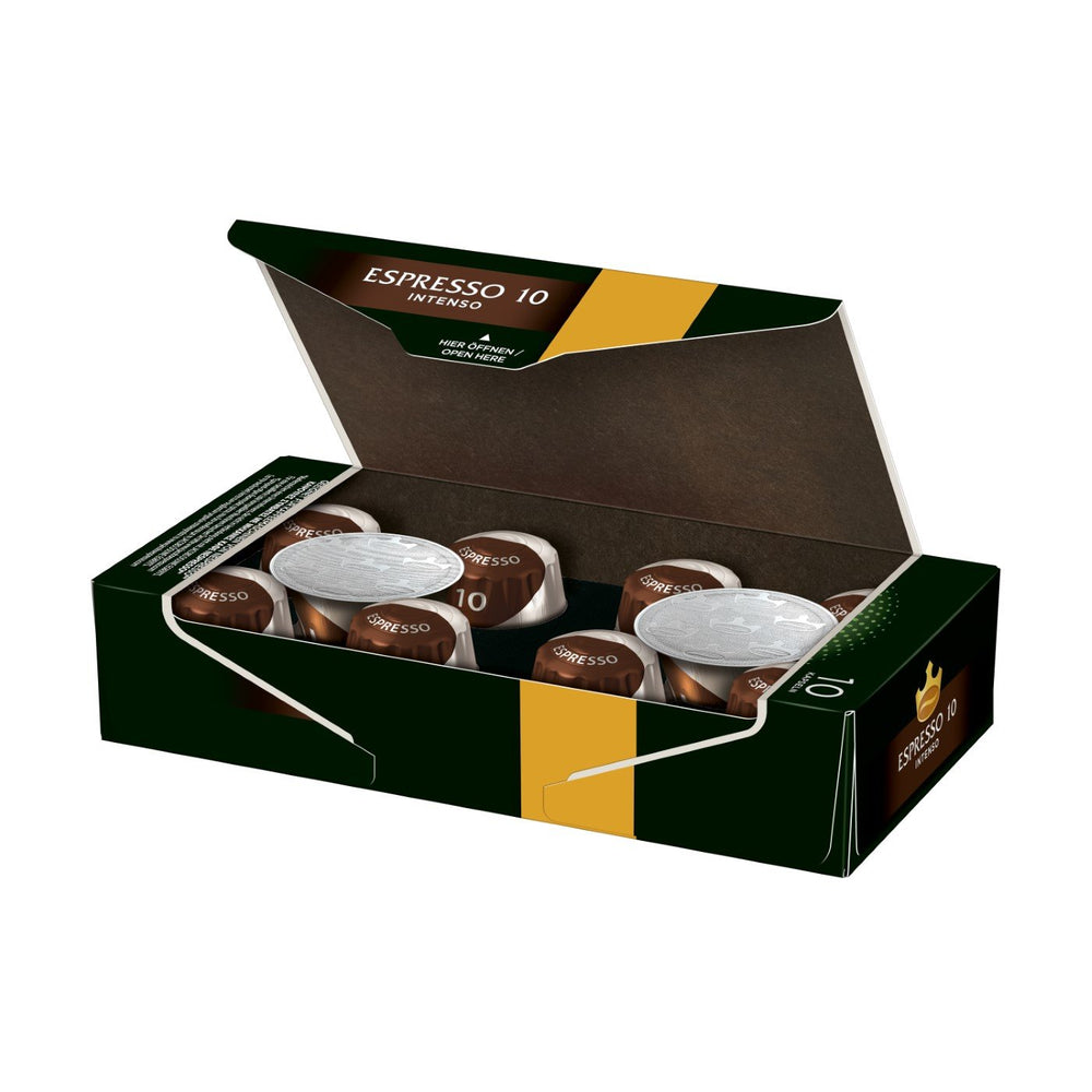 Kaffeekapseln Lungo Intenso, Intensität 8 von 12, 200 Nespresso®* kompatible Kapseln, 10 x 20 Getränke & Kapseln Espresso Intenso, Intensität 10,100 Nespresso®* kompatible Kaffeekapseln, 10x10