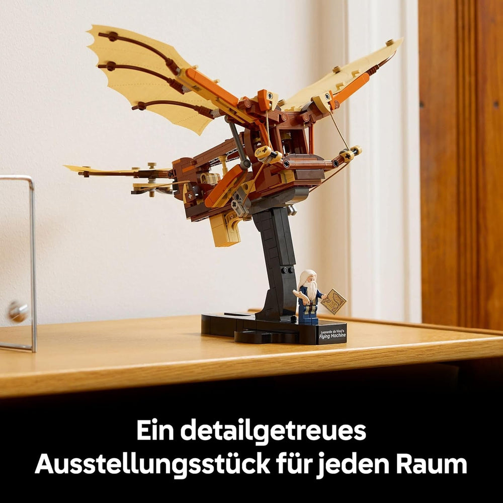 LEGO Icons Leonardo da Vincis Fluggerät mit schlagenden Flügeln - Inklusive Minifigur & Ständer - Bauset für Erwachsene - Deko-Set für Zuhause - Geschenkidee - 10363