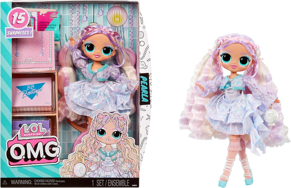L.O.L. Surpriză! OMG Fashion Doll Pearla cu 15 surprize - păpușă cu modă și accesorii în stil sirenă - pentru copii de la 4 ani Papusi Naty Shop Perla