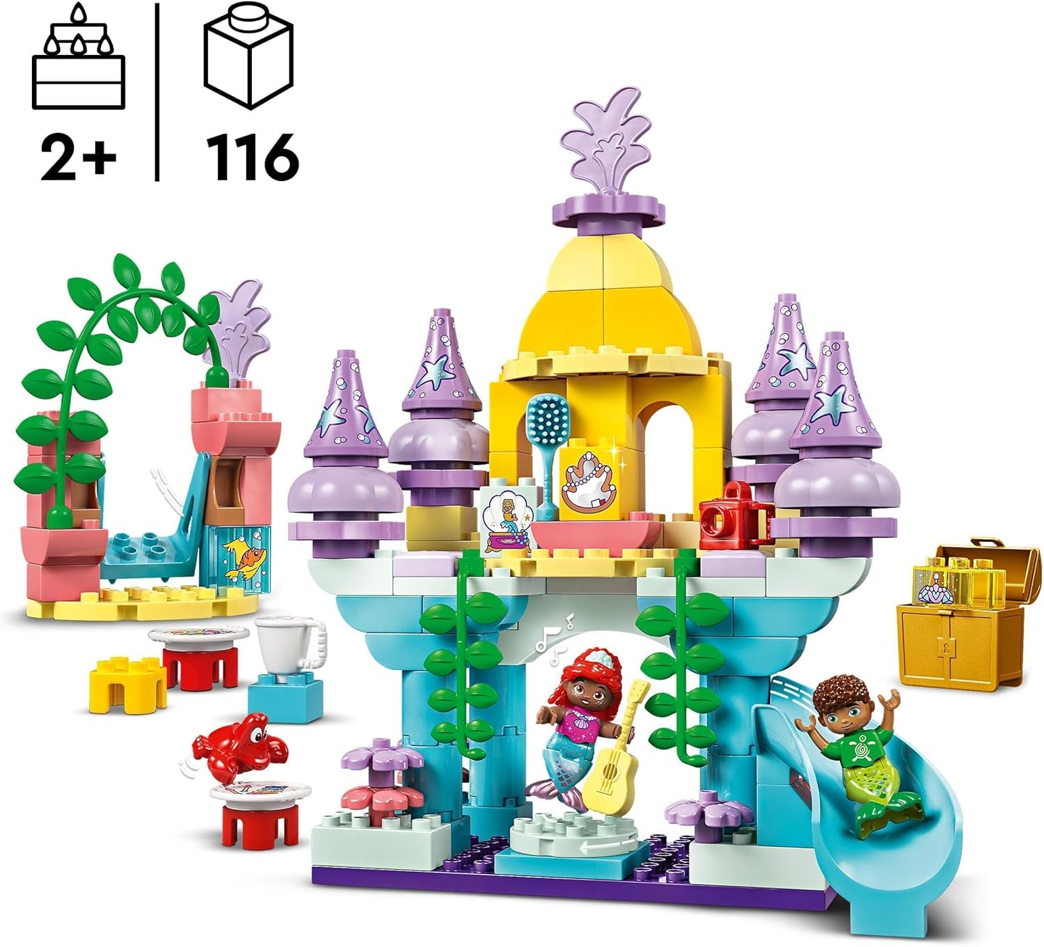 LEGO DUPLO | Disney Ariel's Magical Underwater Palace, educational toy for Ariel the mermaid, underwater castle for children over 2 years old 10435 Building sets Besuche den LEGO-Store