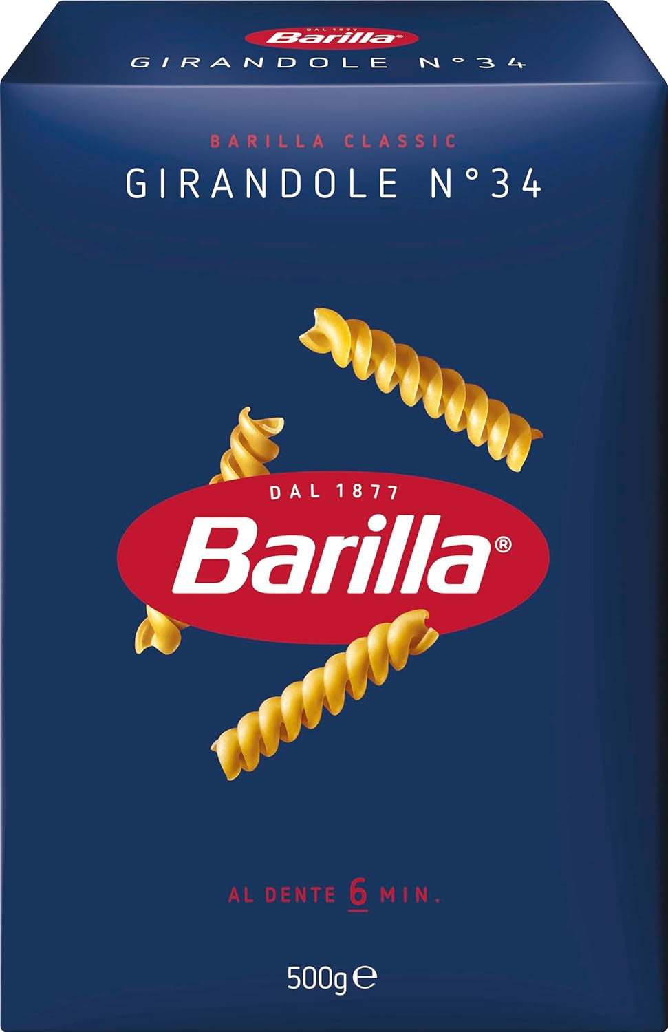 Pasta Barilla Classic Girandole no. 34, made from high quality durum wheat, always al dente (1 x 500g)