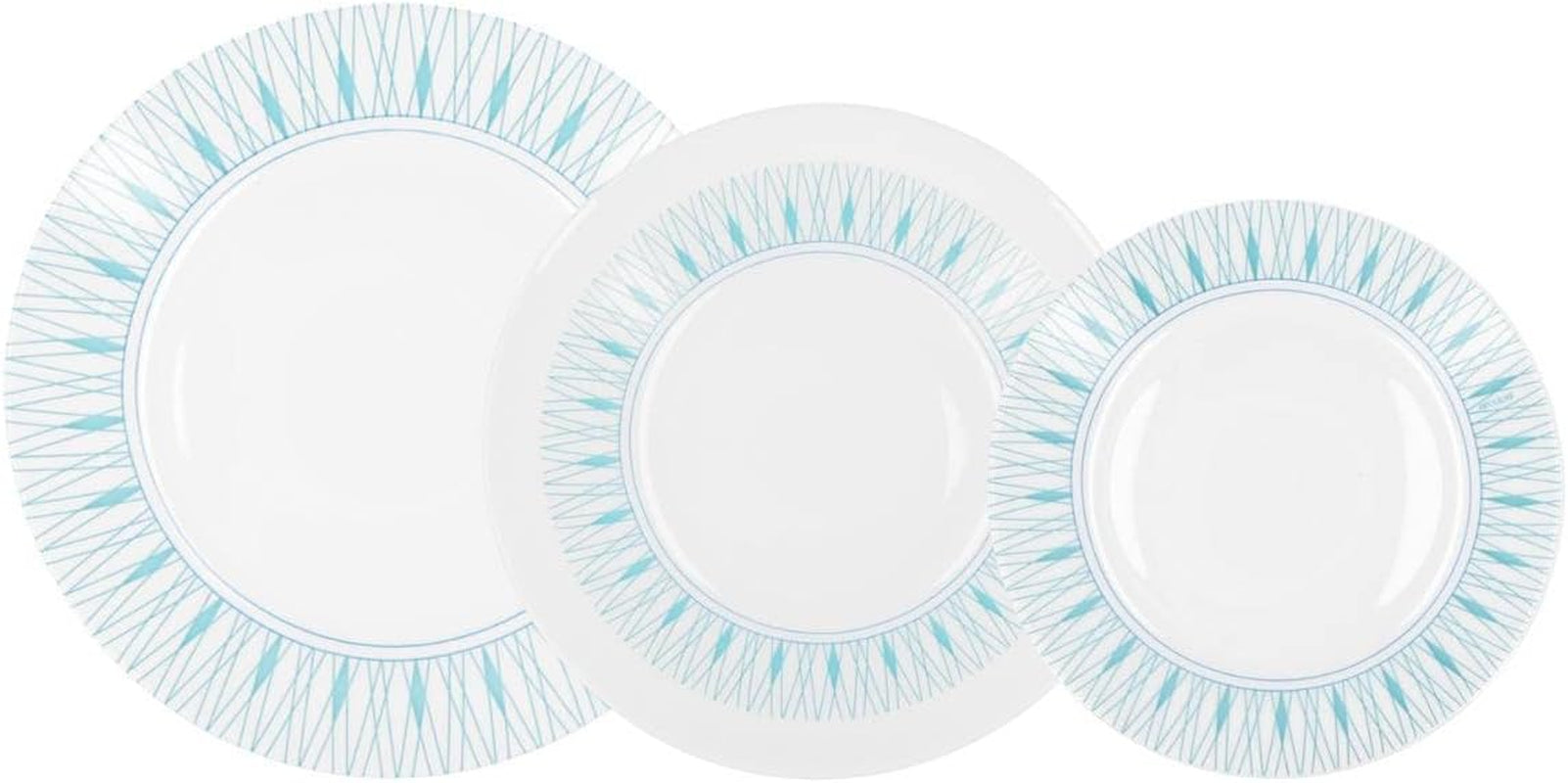 Luminarc Domitille Tafelservice, 18-Teilig, Opal, Keramik, Weiß Naty Shop Open tableware sets, Blau