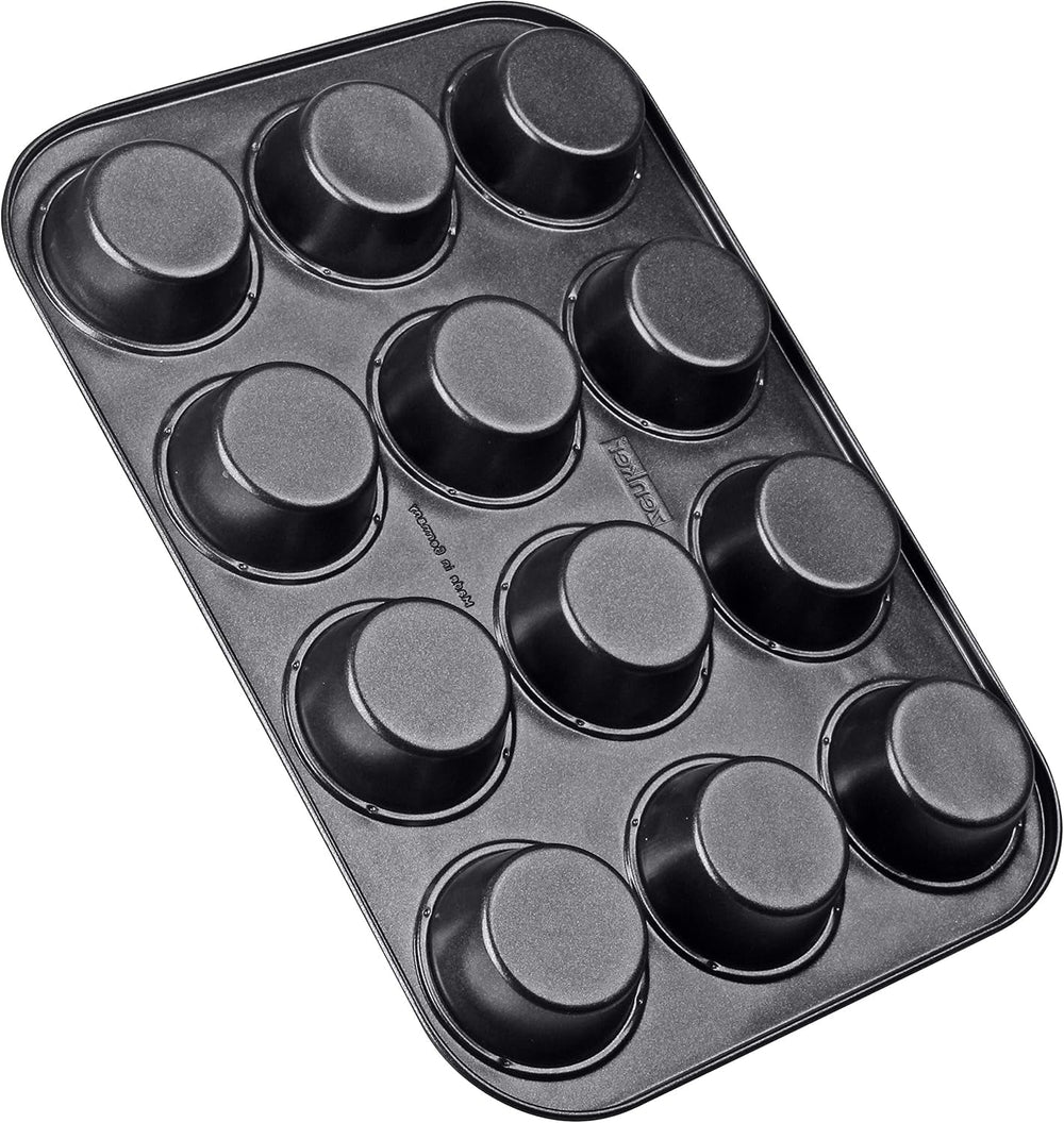Zenker 12 muffins, diameter Ø 7 cm CREME NOIR, Baking tray for muffins with non-stick coating reinforced with ceramic Molds and baking trays Naty Shop
