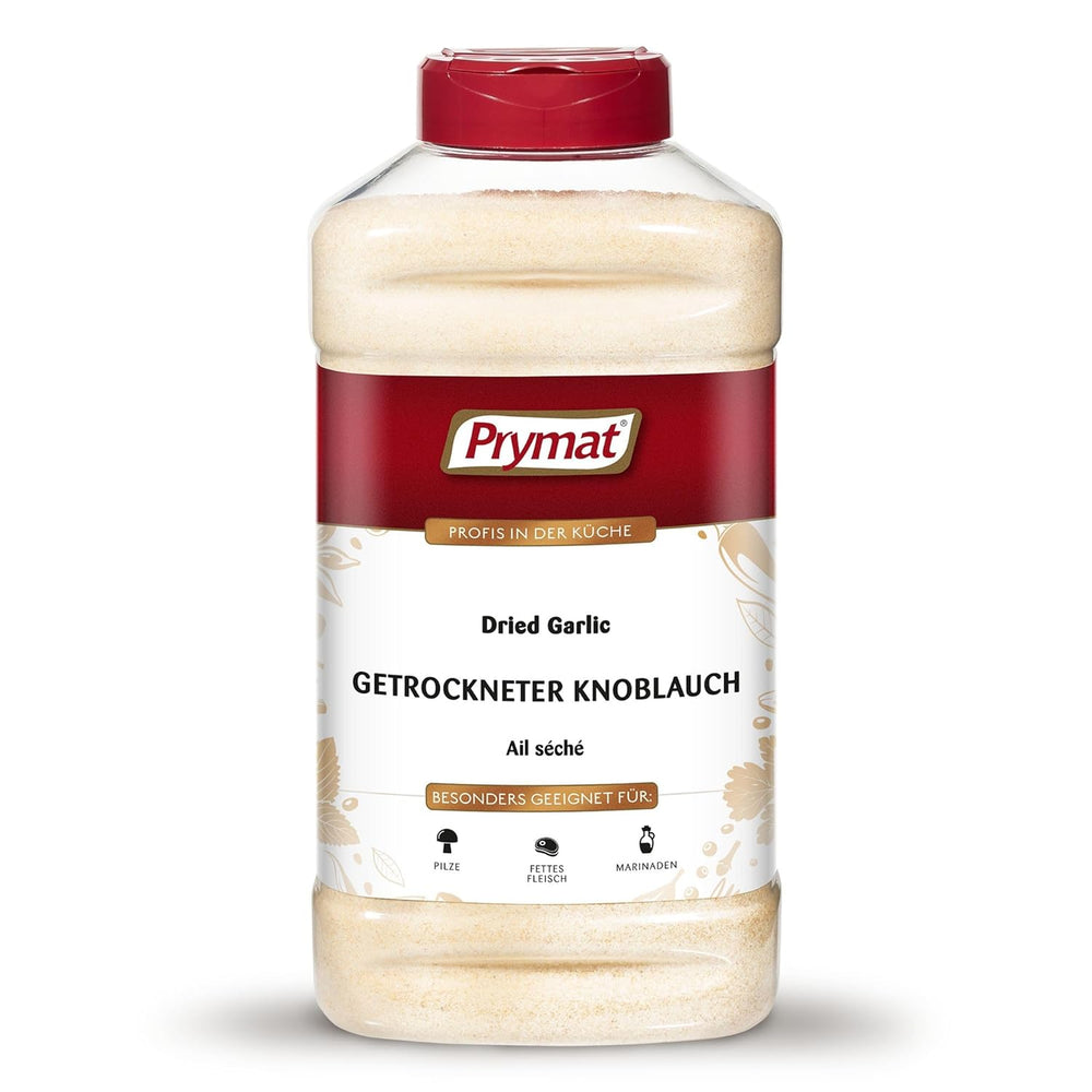 Prymat Getrockneter Knoblauch granuliert 1.05kg – Aromatisches Knoblauchgranulat zum Würzen von Fleisch, Fisch, Gemüse, Saucen, Dips & Marinaden – intensiv im Gesmack – ohne Zusätze