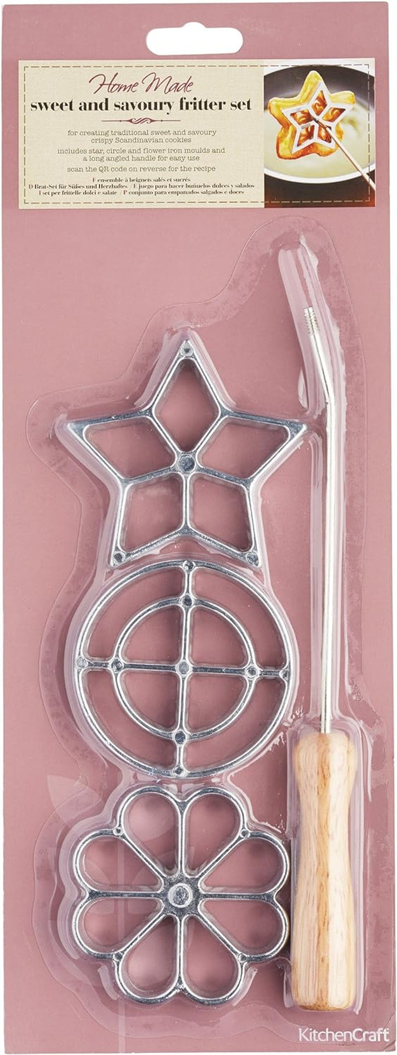 Set rozete KitchenCraft Home Made, 3 piese, decorațiuni tort în aparat de vafe, forme pentru biscuiți, cerc/floare/stea, formă pentru biscuiți, aluminiu, argintiu, 28 x 28 x 30 cm