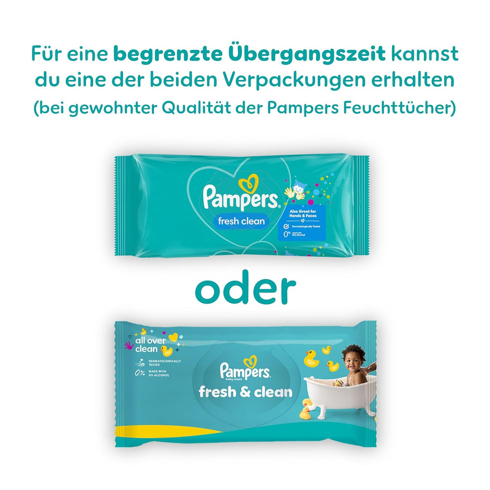 Pampers Fresh Clean Wet Wipes, 15 Packs of 80 Wipes, 1200 Wipes Total, Light Scent, Also Suitable for Hands and Face
