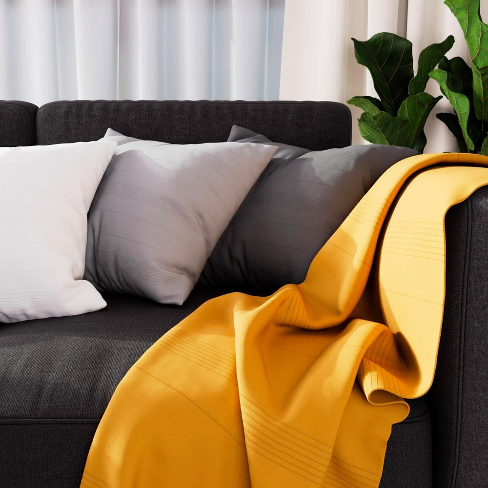 Soleil D'Ocre Adele Plaid, thrown from the armchair, Polycoton, Grey, 140 X 200 Cm Beds and Blankets Besuche den Soleil d'ocre-Store Yellow 140 X 200 Cm