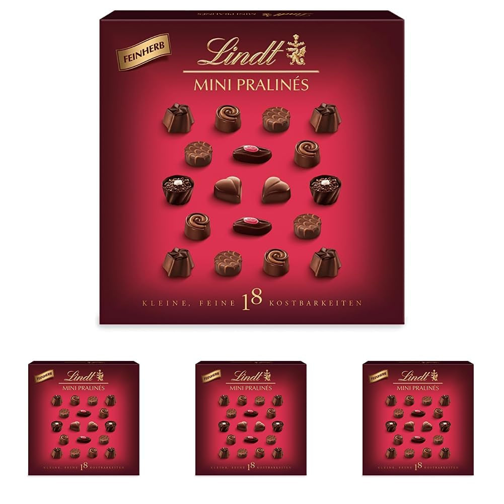 Chocolate - Mini Dark Chocolate Pralines | 90 g | Box with 18 pralines, each in 6 delicious assortments | Chocolate Gift | Chocolate Gift (Pack of 4)