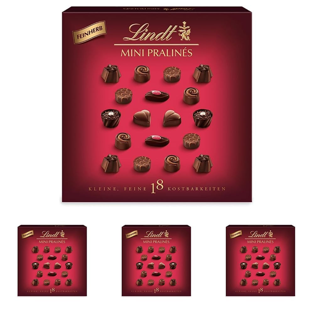 Chocolate - Mini Dark Chocolate Pralines | 90 g | Box with 18 pralines, each in 6 delicious assortments | Chocolate Gift | Chocolate Gift (Pack of 4)