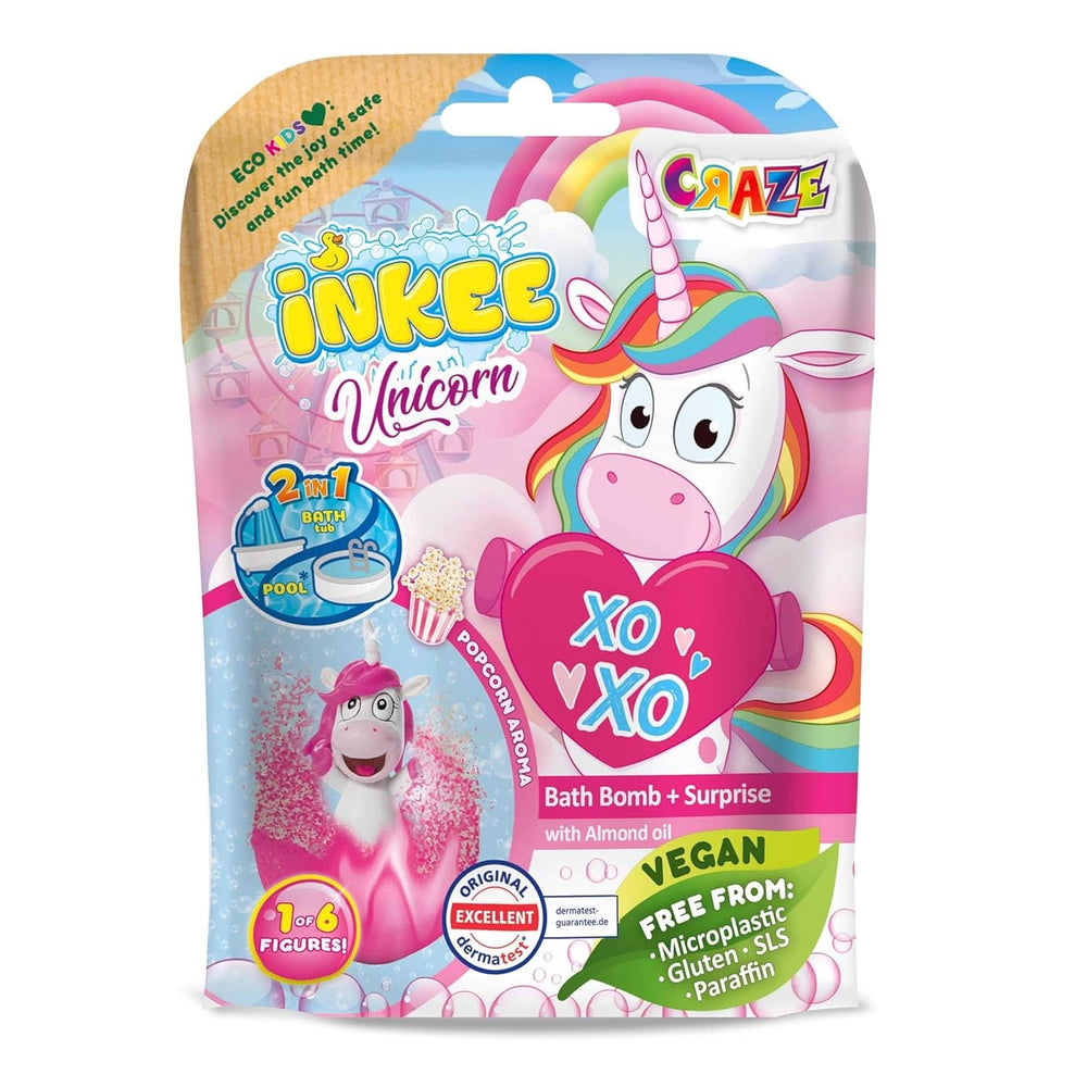 INKEE UNICORN | Bath bomb for children with surprise, 100 G, unicorn, popcorn scent Mother and Child Naty Shop