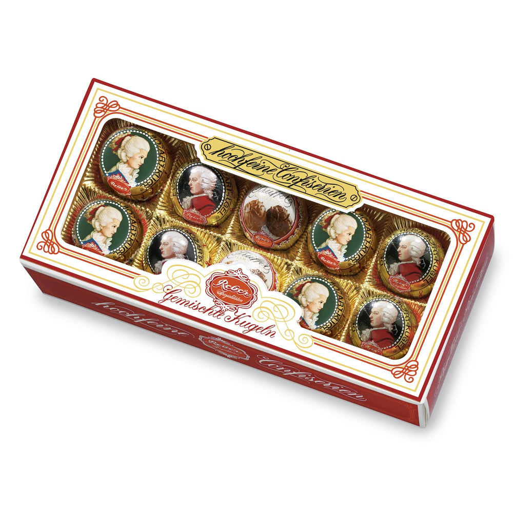 Reber Mozart balls with dark chocolate, pack of 6 with marzipan and nougat, vegan - 1 x 120 g