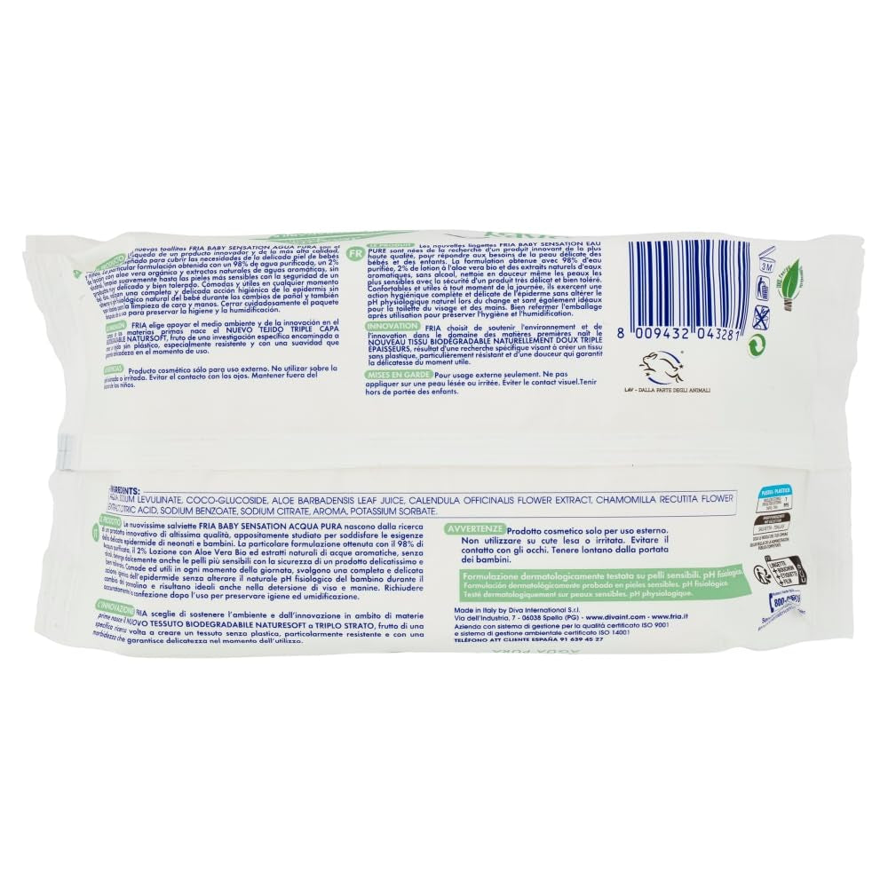 Baby Sensation Pure Water Wet Wipes, Formulated with 98% Purified Water for Skin Cleansing, Dermatologically Tested, Economy Pack of 840 Wipes