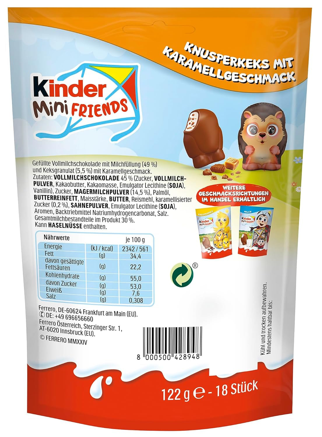 Kinder Mini Friends Crunchy Biscuits with Caramel Flavor 122g – Milk Chocolate with Biscuits and Milk Filling – Easter Figures – Easter Chocolate and Sweets – Easter Gift