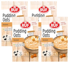 Caramel Oat Pudding, a harmonious blend of caramel pudding and whole grain oats, sugar free, sweetened with agave syrup, 1 sachet x 64g (4 pack)