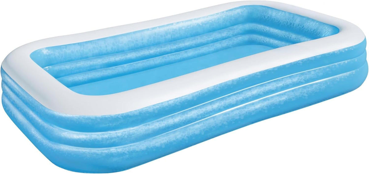 Bestway Family Pool Deluxe Rectangular Children's Pool Easy to Install Blue 305x183x56cm Inflatable Mattresses and Inflatable Accessories 305x183x56cm Color