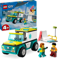 LEGO City Ambulance and Snowboarder, Ambulance Playset with toy car and 2 minifigures, Snowboarder and Paramedic Figure, imaginative gift for boys and girls from 4 years 60403 Building sets Besuche den LEGO-Store Default title