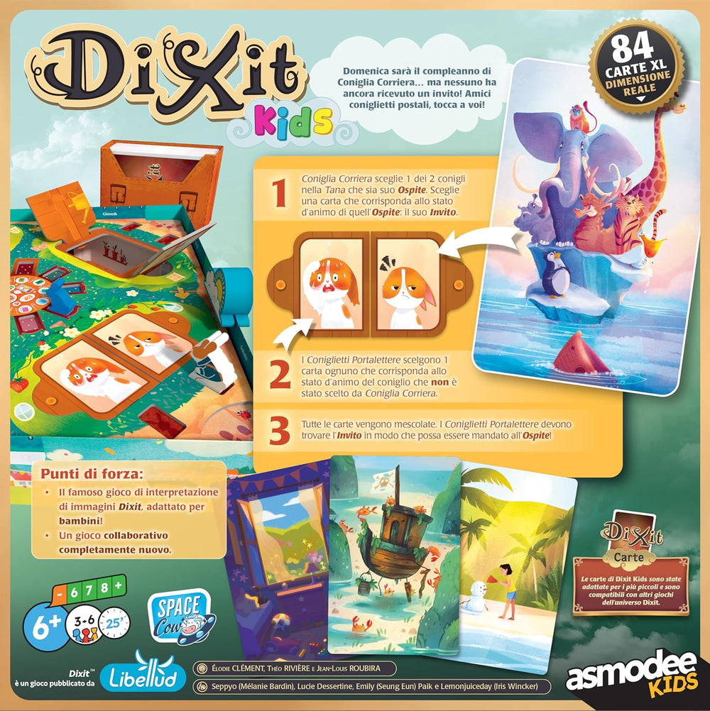 Asmodee Kids - Dixit Kids, board game for imagination and fantasy for children and the whole family, illustrated playing cards, 3-6 players, ages 6+, 25 min, Italian edition