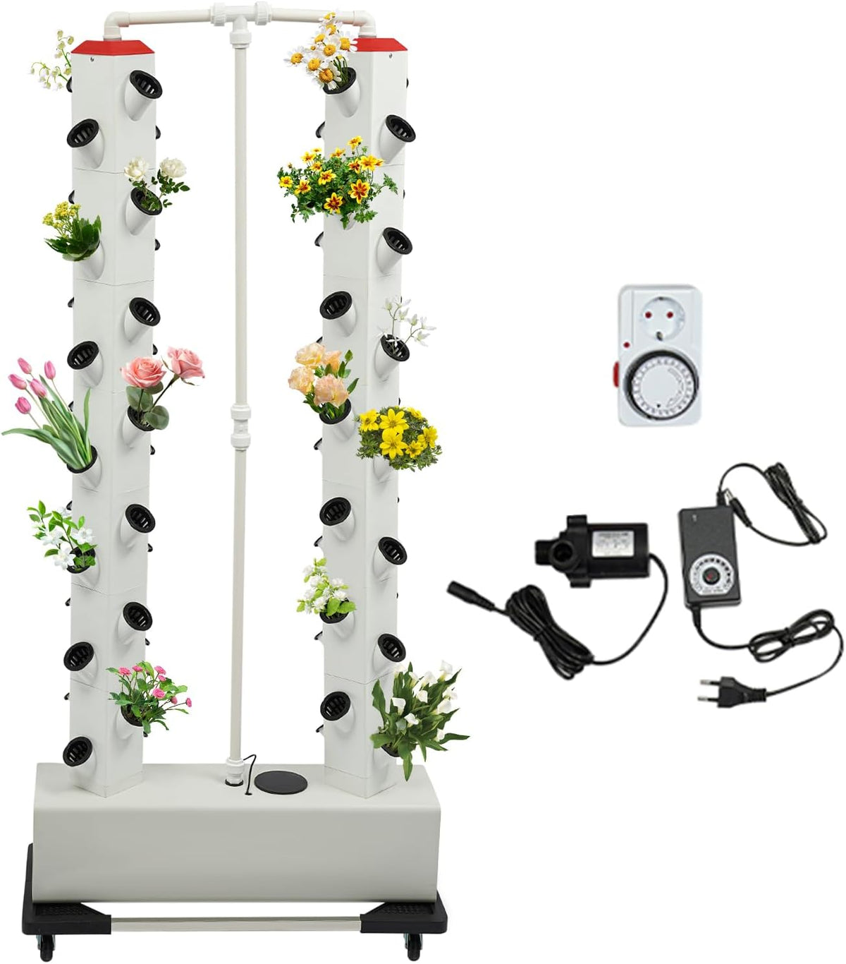 56 Capsules Hydroponic Grow System - Vertical Hydroponic Tower with 30L Water Tank, Garden Hydroponic Grow System, Herb Fruit Vegetable Aeroponic Grow Kit