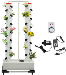 56 Capsules Hydroponic Grow System - Vertical Hydroponic Tower with 30L Water Tank, Garden Hydroponic Grow System, Herb Fruit Vegetable Aeroponic Grow Kit