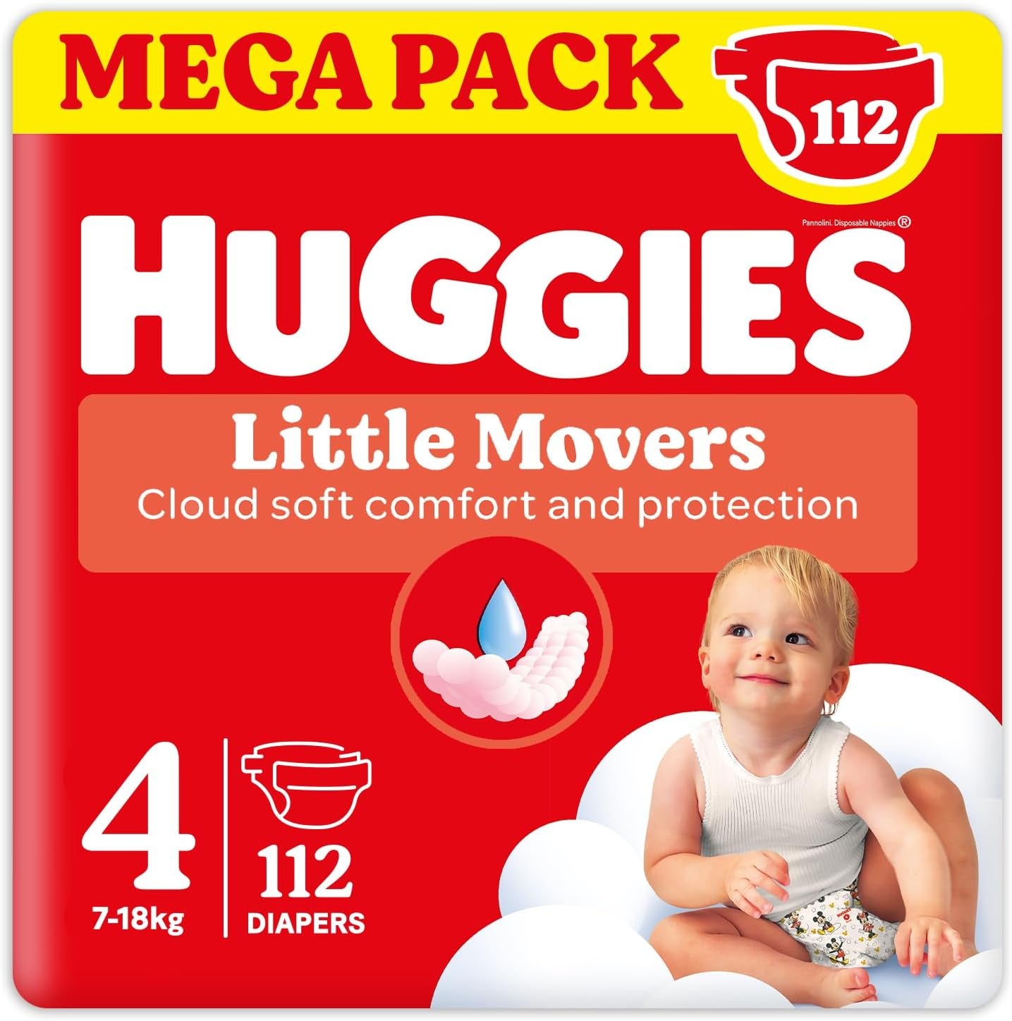 Huggies Ultra Comfort Diapers, Size 4 (7-18 kg), Disney Design, Value Pack, 150 Pieces