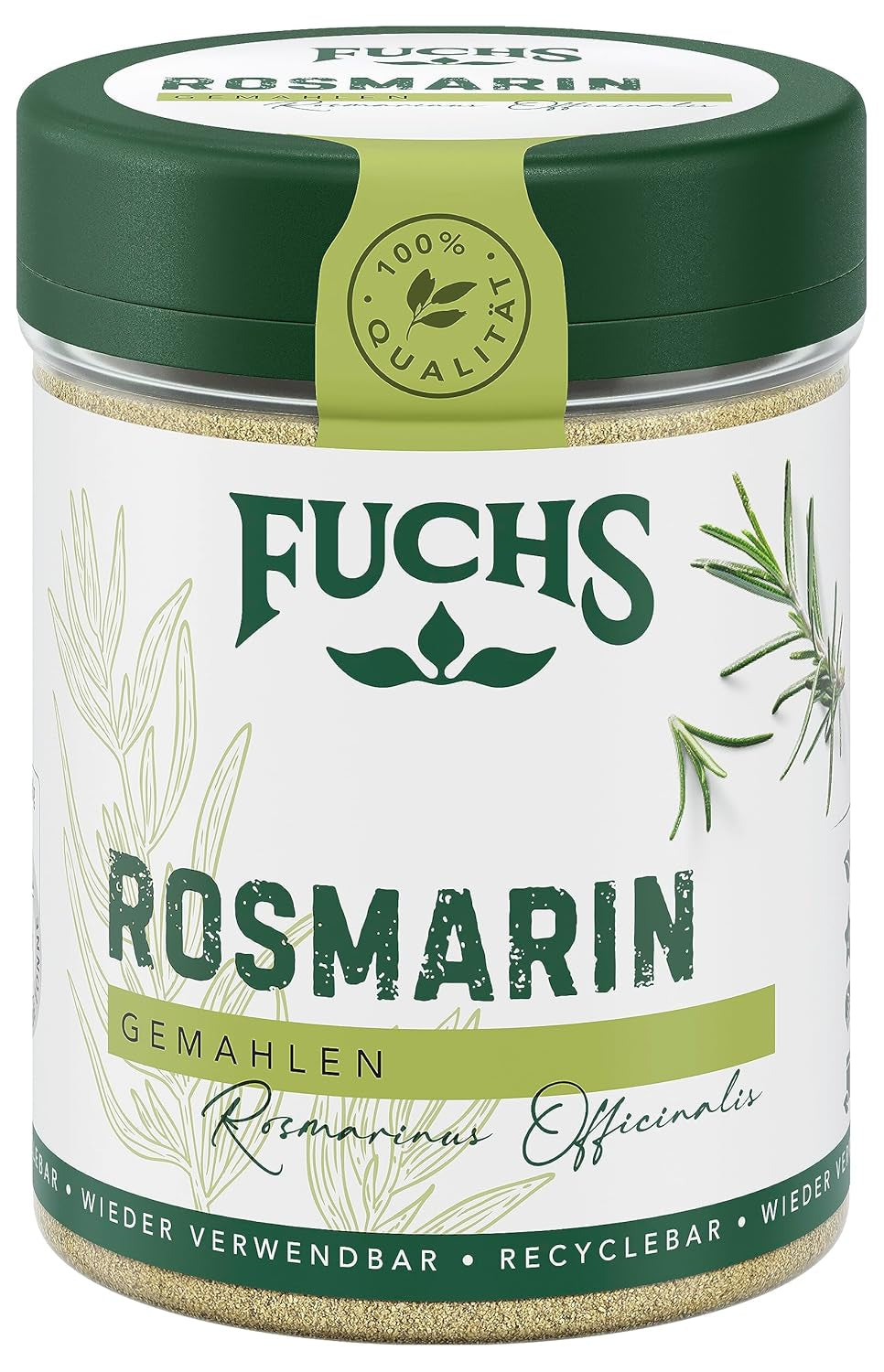 Fuchs Gewürze - Rosmarin gemahlen - zum Würzen von Fisch, Fleisch und Gemüse - natural ingredients - 30 g in wiederverwendbarer, recyclebarer Dose