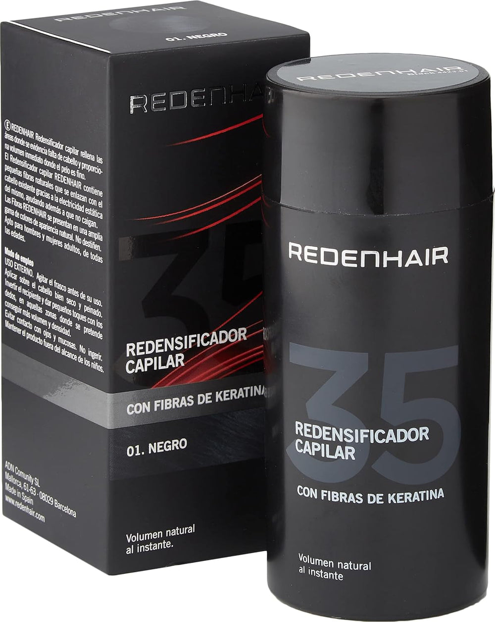 Redenhair Hair Restorer - Microfibre de păr cu keratină - rezistente la ploaie, vânt și transpirație - soluție pentru alopecie Ingrijire par Naty Shop Redensificator pentru păr negru