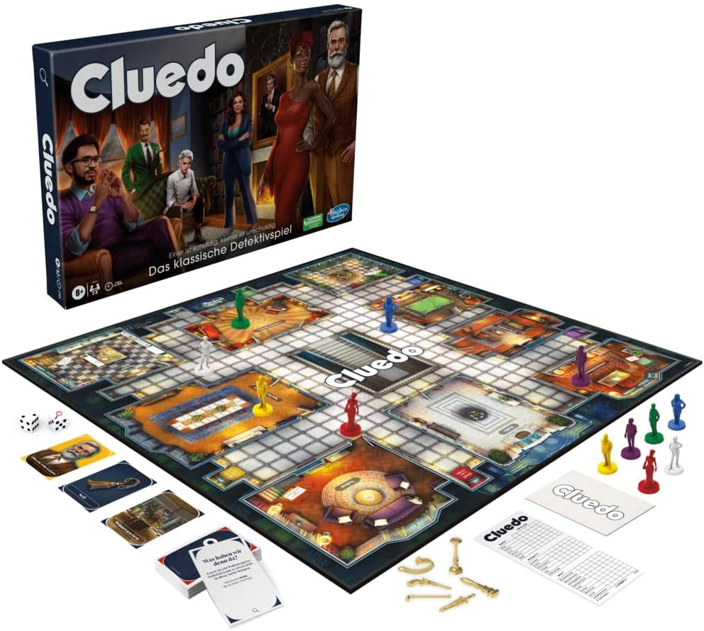 Hasbro Gaming Cluedo Board Game for Kids Ages 8 and Up, Redesigned Cluedo Game for 2 to 6 Players, Detective and Puzzle Game, Mystery Game Perfect for