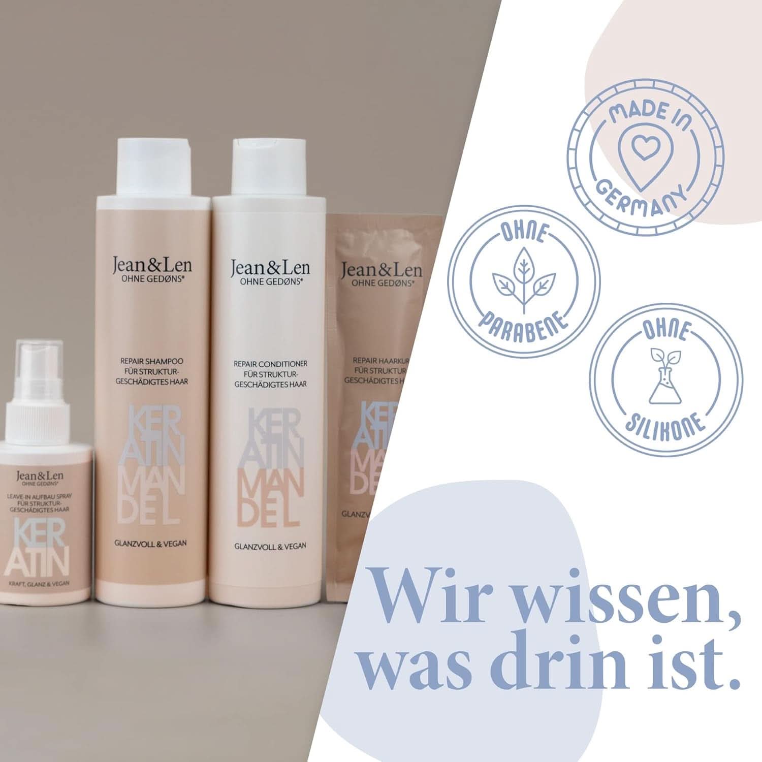 Șampon reparator Jean & Len Keratina & Migdale, 300 ml Duș și baie Naty Shop