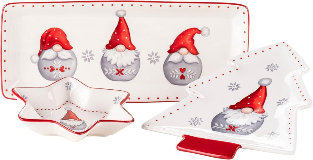 MÄSER 931974 Serie Aurela Weihnachtsteller 3er Set, 3 Weihnachtsgeschirr Teller als Plätzchenteller, Stollenplatte, Gebäckteller, Keksteller, Weihnachtsservice Geschirrset Weihnachten, Steingut