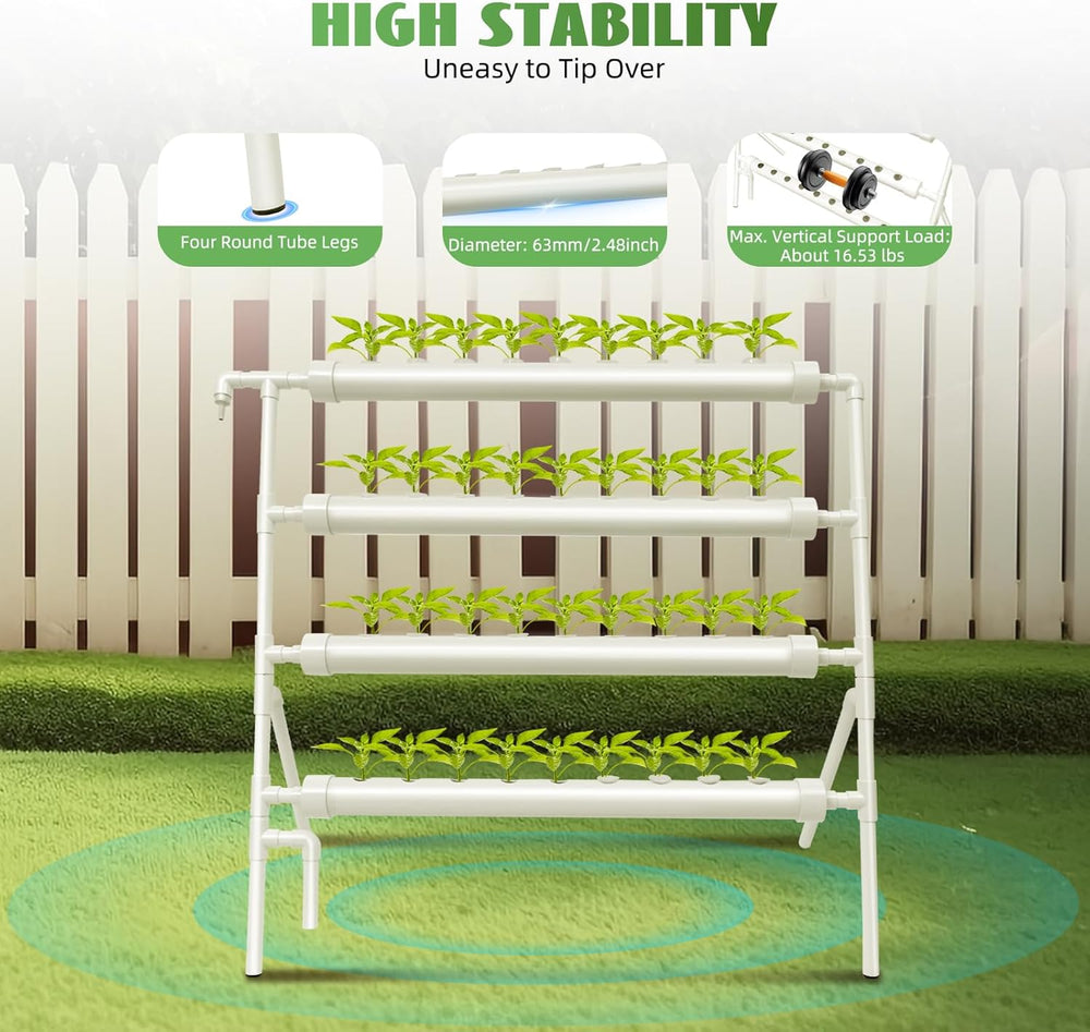 Hydroponic System, Tower Hydroponic Grow Kit, 4 Tier Planter Stand with 36 Planting Holes, Soilless Plant Growing Systems for Garden, Office and Other Indoor and Outdoor Spaces