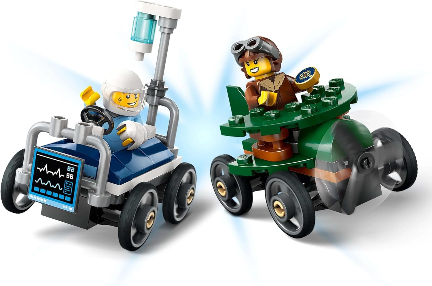 LEGO City Airplane Vs. Hospital Bed Race Car Set - Soapbox toy for boys and girls from 5 years - Building set with 2 minifigures - Birthday and holiday gift 60459 Building sets Besuche den LEGO-Store
