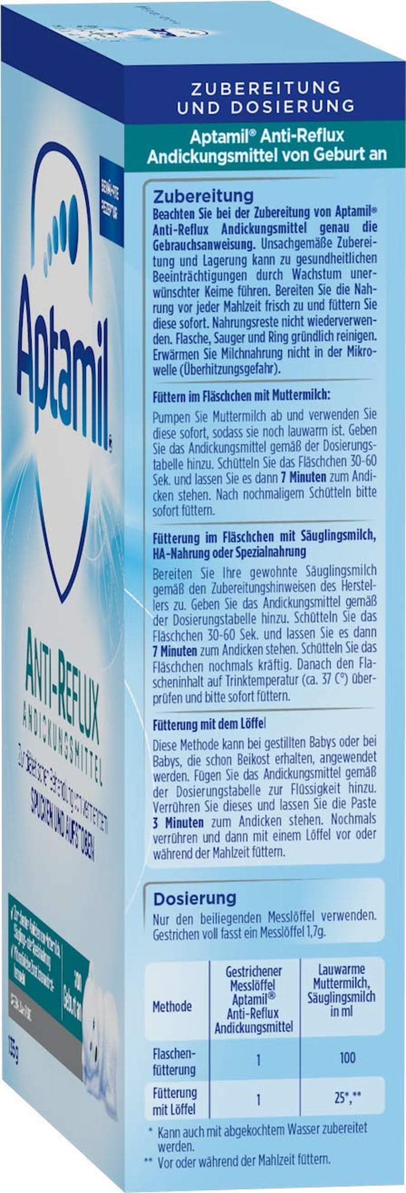 Aptamil AR thickening agent from birth, pack of 6 (6 x 135 g) Mother and Child Naty Shop