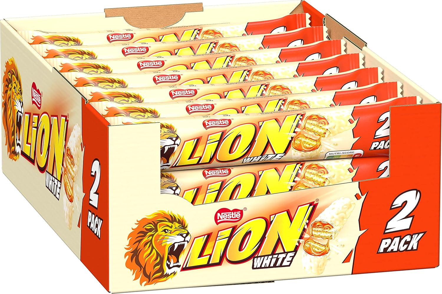 Nestlé LION Chocolate Bar with Caramel, Crunchy Snack, Crunchy Chocolate and Crunchy Chips, Caramel Filling, A Special Eating Experience, Multi Pack, 28 Pack (2 x 30g each)