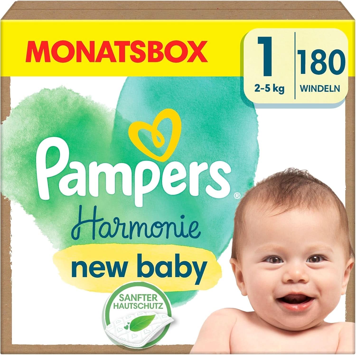 Pampers Harmonie Baby diapers size 1, 180 diapers, 2Kg-5Kg Mother and Child Naty Shop