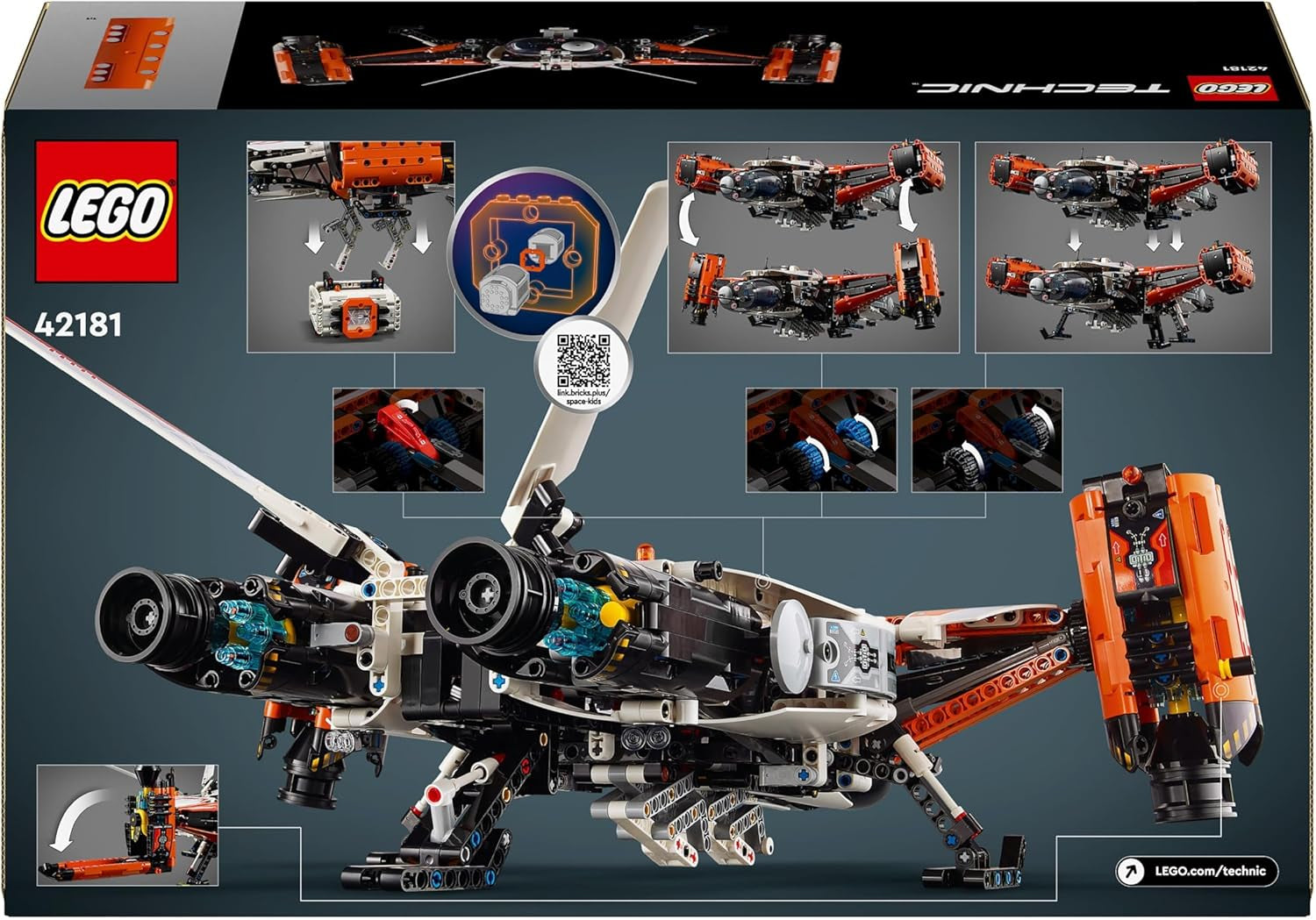 LEGO Technic Vtol Space Transporter LT81, Space Building Set, Space Toy, Spaceship, Mini Rover Playset, Gift for Boys and Girls Over 10 Years Old 42181 Building Sets Besuche den LEGO-Store