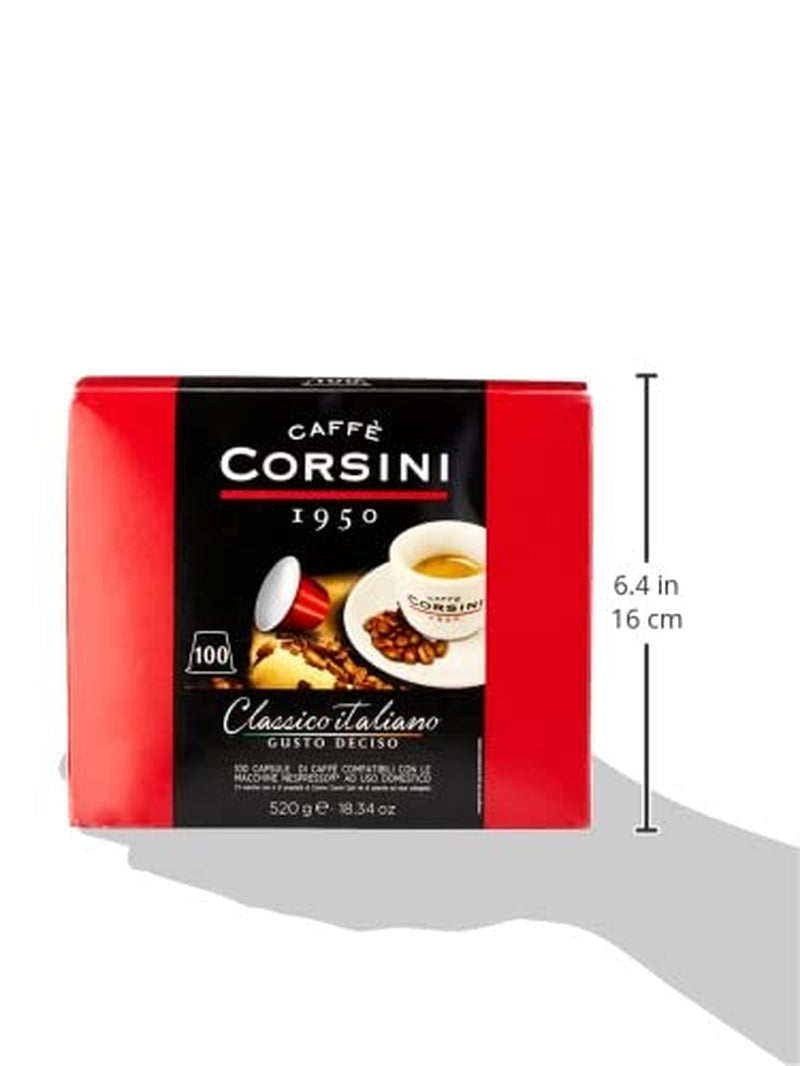 Caffè Corsini - Classico Italiano, Miscela Di Caffè In Capsule Compatibili Nespresso, Gusto Forte E Deciso - Confezione Da 100 Capsule