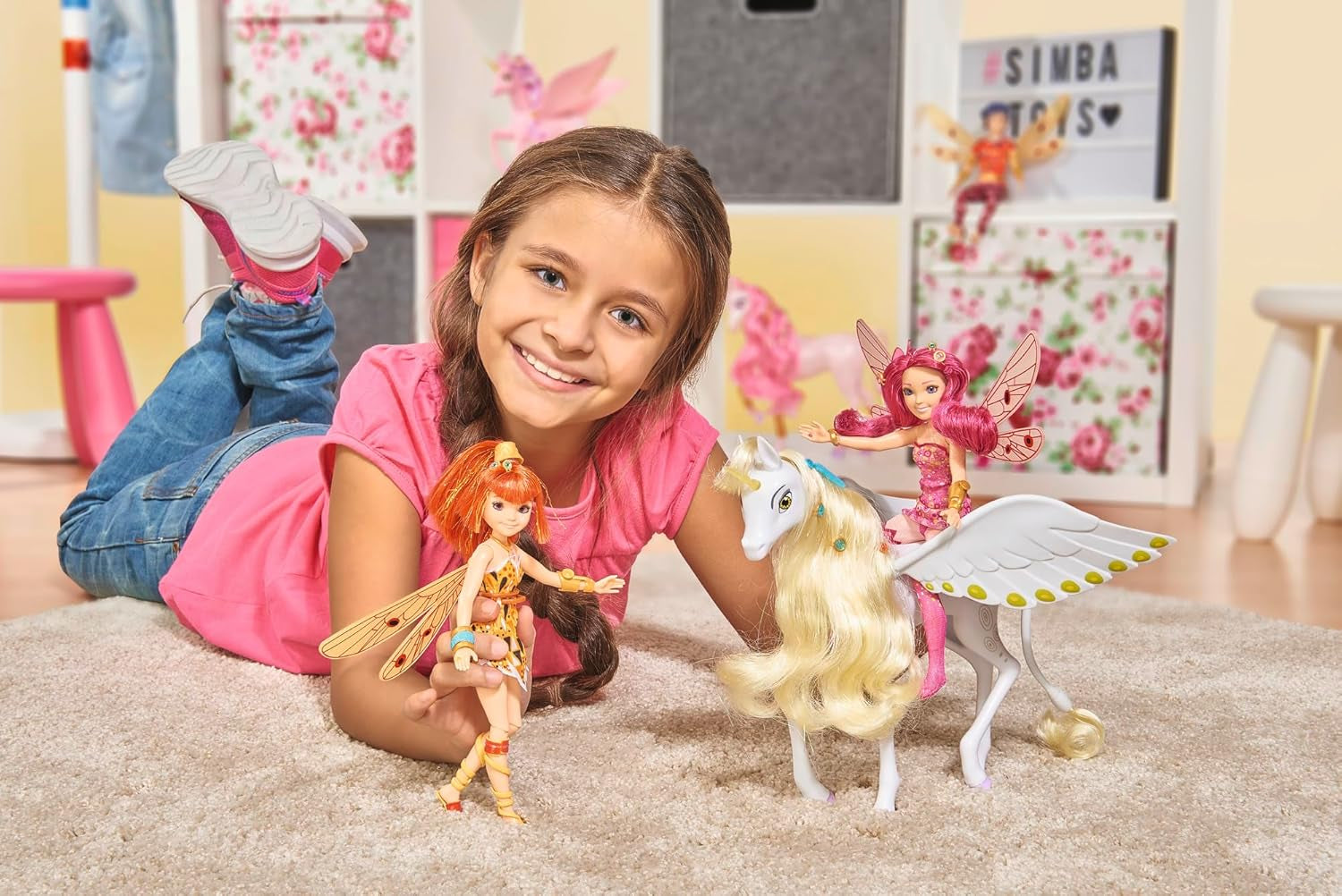 Simba 109480093 - Mia and Me Einhorn Onchao, mit beweglichen Flügeln, Haarclips, Bürste zum Frisieren, Spielpferd, Pony, Centopia, ab 3 Jahren, Rosa