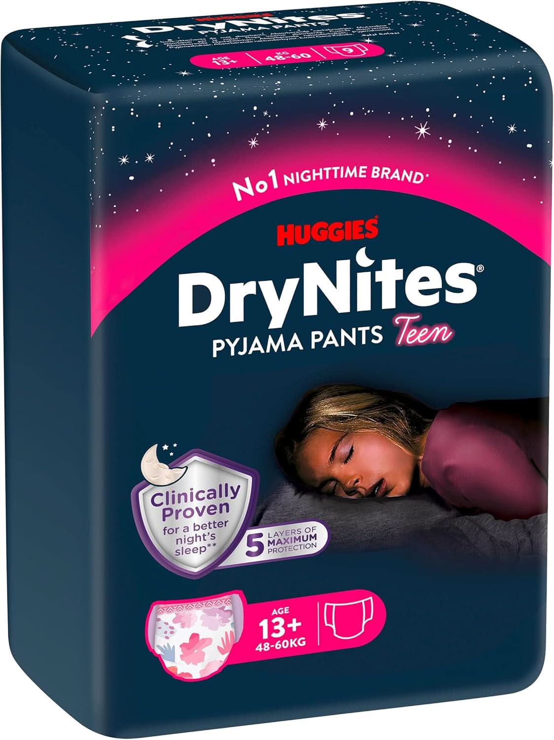 Huggies Drynites night diapers for girls from 13 to about 17 years (48-60 kg), 27 pieces (3X9), monthly package Mother and Child Naty Shop