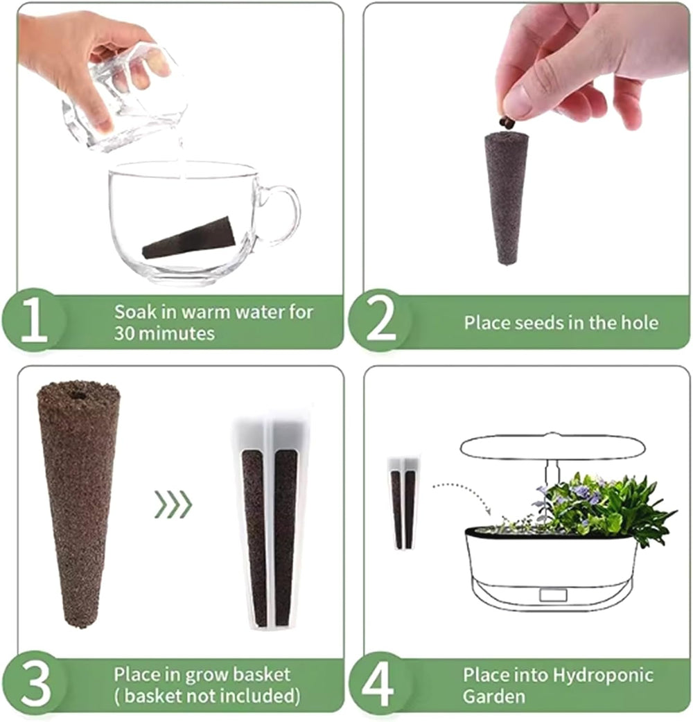 50 Replacement Growing Sponges, Seed Establishment Tubes, Root Growing Sponge Plugs, Hydroponic Grow Kits for Hydroponic Grow Systems, Indoor Hydroponics, Garden