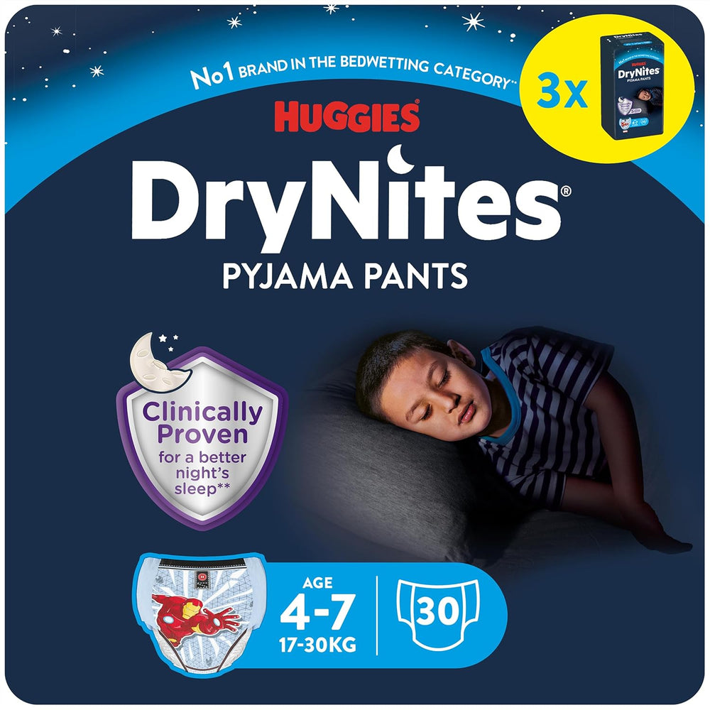 DryNites Absorbent Overnight Bedwetting Diapers for Boys 4-7 Years (17-30kg), Jumbo Monthly Pack, 64 Count