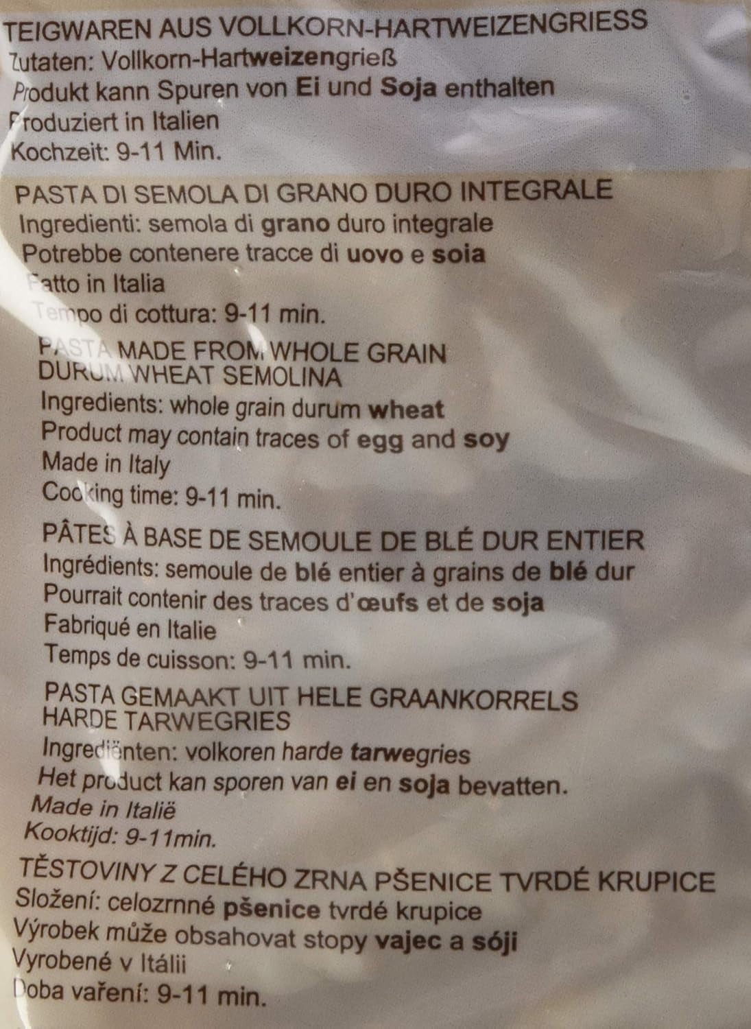 Paste spiralate din cereale integrale, 500 g